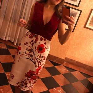 Sachi & Babi red velvet and floral cocktail dress - Sz 4